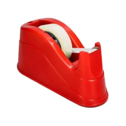 PORTARROLLO SOBREMESA Q-CONNECT PLASTICO PARA CINTAS DE 66 MT COLOR ROJO 220X100X70 MM