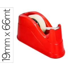 PORTARROLLO SOBREMESA Q-CONNECT PLASTICO PARA CINTAS DE 66 MT COLOR ROJO 220X100X70 MM