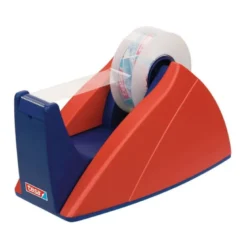 Portarrollo sobremesa tesa con cuchilla de corte recto para cintas de 33 m color azul/rojo