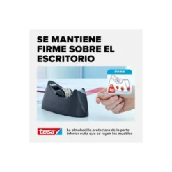 Portarrollos sobremesa Tesa Easy cut curve Plastico para cinta de 33m color Negro