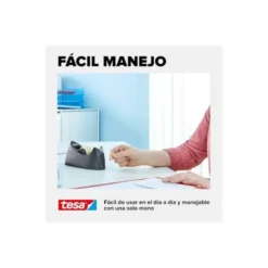 Portarrollos sobremesa Tesa Easy cut curve Plastico para cinta de 33m color Negro