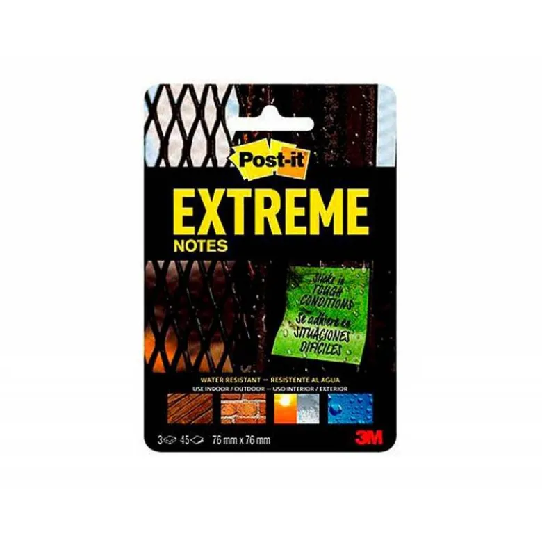 Post it ® Bloc de notas adhesivas Extreme quita y pon 76x76 mm colores Pack de 3 unidades
