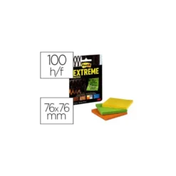 Post it ® Bloc de notas adhesivas Extreme quita y pon 76x76 mm colores Pack de 3 unidades