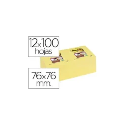 Post-it ® Bloc de notas adhesivas color amarillo quita y pon super sticky 76 x 76 mm