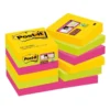 Post-it ® Bloc de notas adhesivas super sticky varios colores 47,6 x 47,6 mm 90 hojas pack 12 blocs
