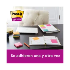 Post-it ® Bloc de notas adhesivas super sticky varios colores 47,6 x 47,6 mm 90 hojas pack 12 blocs
