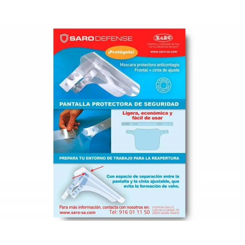 PROTECTOR FACIAL TRANSPARENTE GLASSPACK 200 MC REFUERZO FRONTAL PVC 300 MC CIERRE CON GOMA MEDIDAS 235X330 MM