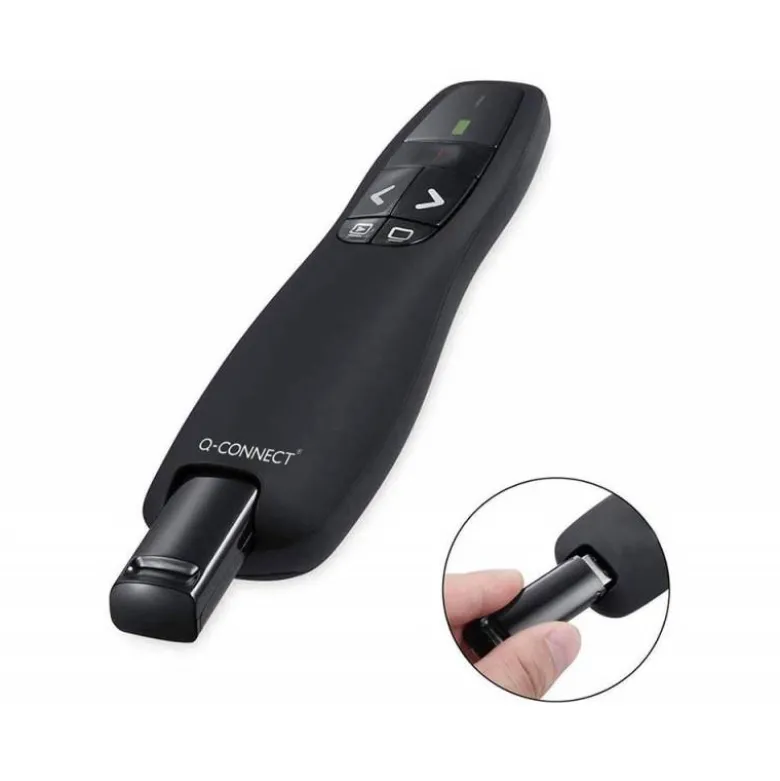 PUNTERO LASER Q-CONNECT PARA PRESENTACIONES 5 BOTONES ALCANCE 20 MT MICRO USB