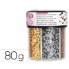 PURPURINA FANTASIA LIDERPAPEL CORAZON Y ESTRELLA COLOR ORO Y PLATA BOTE DE 80GR