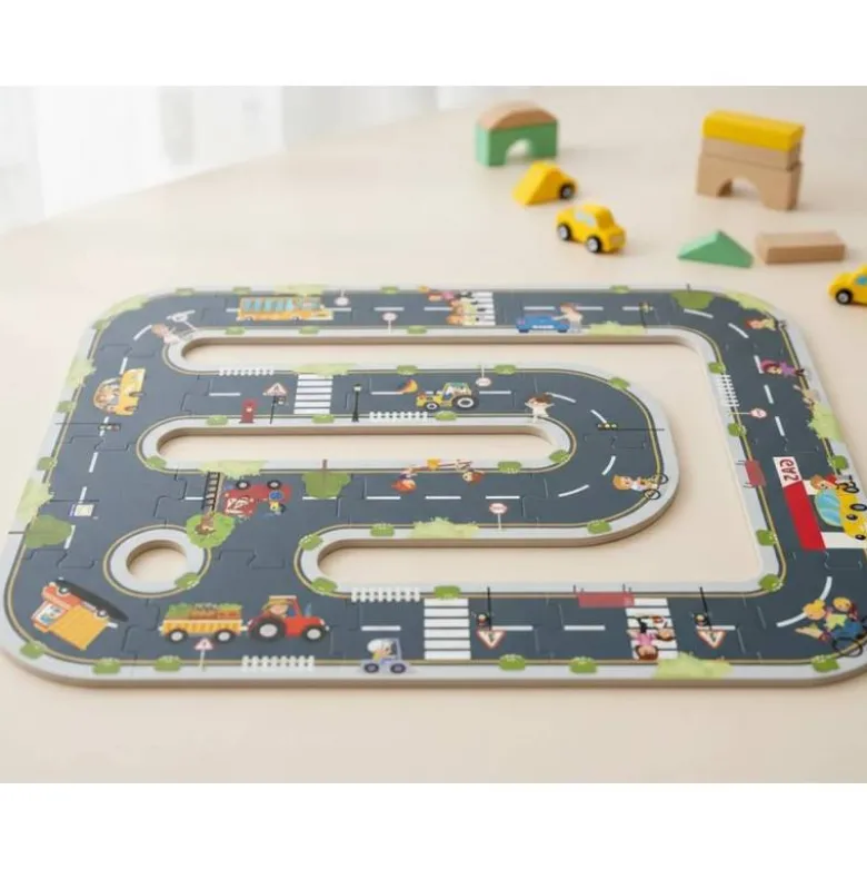 PUZLE INFANTIL IMAGINOVO MADERA CIUDAD DE CARRETERA +3 AÑOS 21 PIEZAS 22X22X6,4CM