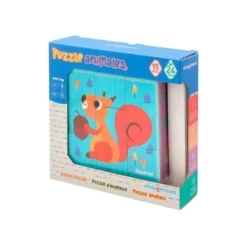 PUZLE INFANTIL IMAGINOVO MADERA CUBOS DE ANIMALES +24 MESES 15 PIEZAS INCLUYE 12 PATRONES 22X22X6,4CM