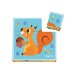 PUZLE INFANTIL IMAGINOVO MADERA CUBOS DE ANIMALES +24 MESES 15 PIEZAS INCLUYE 12 PATRONES 22X22X6,4CM