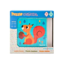 PUZLE INFANTIL IMAGINOVO MADERA CUBOS DE ANIMALES +24 MESES 15 PIEZAS INCLUYE 12 PATRONES 22X22X6,4CM