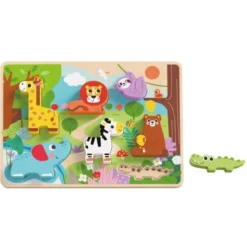 PUZLE INFANTIL IMAGINOVO MADERA 3D ANIMALES +12 MESES 8 PIEZAS 29,5X22X1,7CM