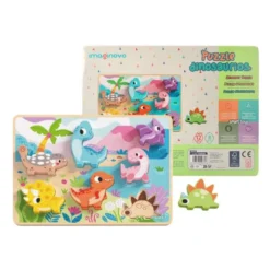 PUZLE INFANTIL IMAGINOVO MADERA 3D DINOSAURIOS +12 MESES 8 PIEZAS 29,5X22X1,7CM