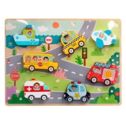PUZLE INFANTIL IMAGINOVO MADERA 3D VEHICULOS +12 MESES 8 PIEZAS 29,5X22X1,7CM