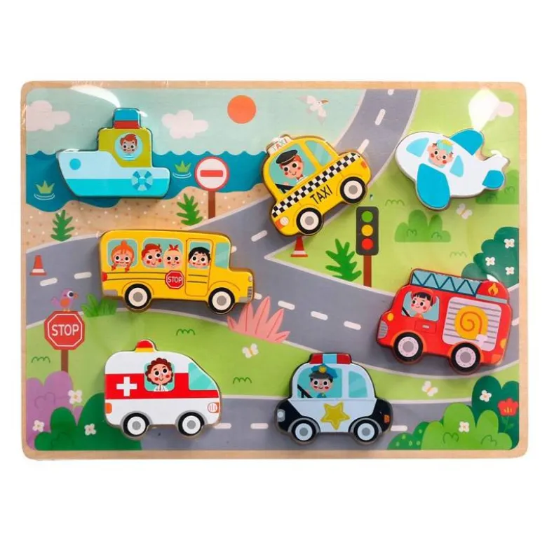 PUZLE INFANTIL IMAGINOVO MADERA 3D VEHICULOS +12 MESES 8 PIEZAS 29,5X22X1,7CM