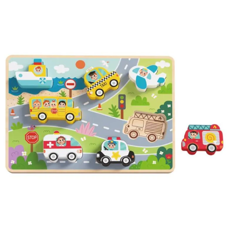 PUZLE INFANTIL IMAGINOVO MADERA 3D VEHICULOS +12 MESES 8 PIEZAS 29,5X22X1,7CM