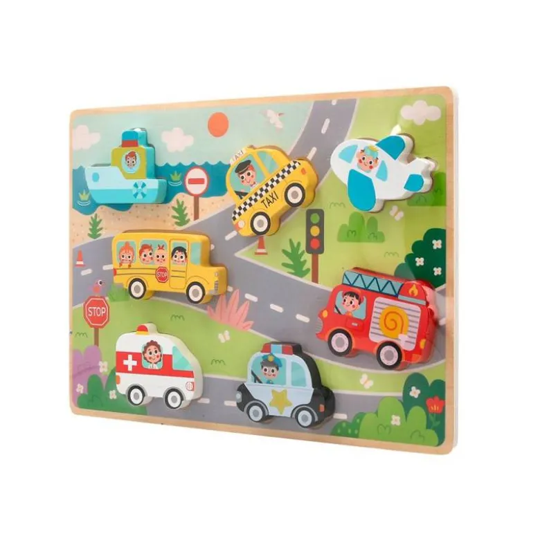 PUZLE INFANTIL IMAGINOVO MADERA 3D VEHICULOS +12 MESES 8 PIEZAS 29,5X22X1,7CM