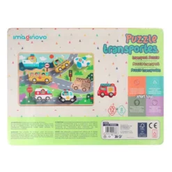 PUZLE INFANTIL IMAGINOVO MADERA 3D VEHICULOS +12 MESES 8 PIEZAS 29,5X22X1,7CM
