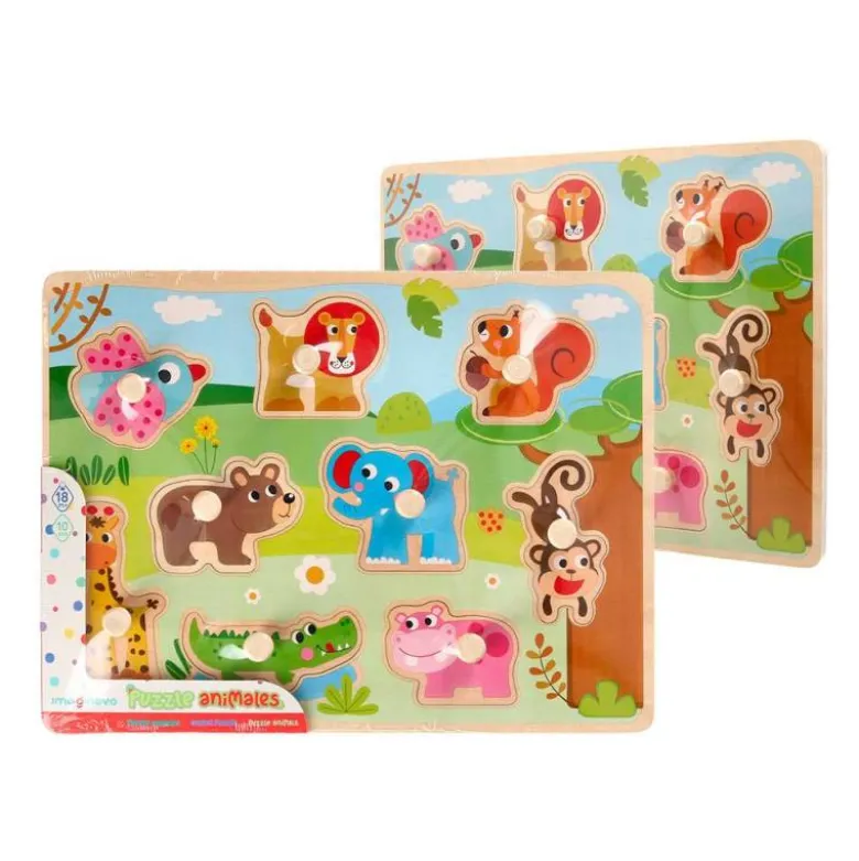 PUZLE INFANTIL IMAGINOVO MADERA ANIMALES +18 MESES 9 PIEZAS 30X22,5X1,5CM