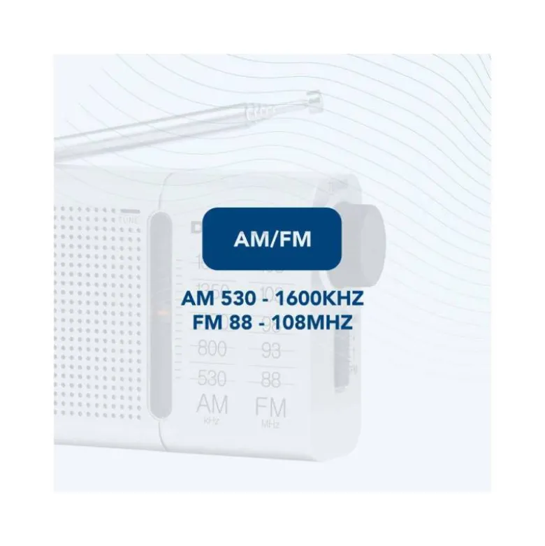 RADIO PORTATIL DAEWOO AM/FM ANTENA TELESCOPICA AURICULARES INCLUIDOS JACK 3.5 MM COLOR PLATA