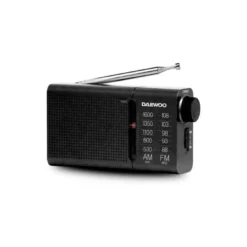 RADIO PORTATIL DAEWOO AM/FM ANTENA TELESCOPICA AURICULARES INCLUIDOS JACK 3.5 MM COLOR NEGRO
