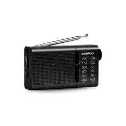 RADIO PORTATIL DAEWOO AM/FM ANTENA TELESCOPICA AURICULARES INCLUIDOS JACK 3.5 MM COLOR NEGRO