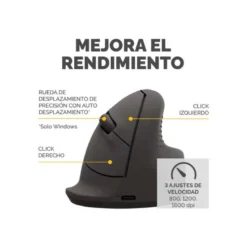 RATON FELLOWES ERGONOMICO VERTICAL BREYTA MEDIANO DIESTROS OPTICO 1600 DPI COLOR NEGRO