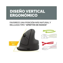RATON FELLOWES ERGONOMICO VERTICAL BREYTA MEDIANO DIESTROS OPTICO 1600 DPI COLOR NEGRO