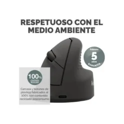 RATON FELLOWES ERGONOMICO VERTICAL BREYTA MEDIANO DIESTROS OPTICO 1600 DPI COLOR NEGRO