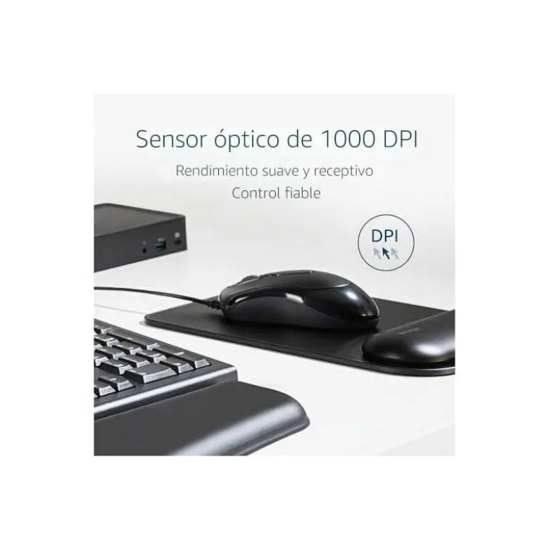 RATON KENSINGTON OPTICO IN A BOX EQ CON CABLE 1,8 MT 1000 DPI USB-A COLOR NEGRO