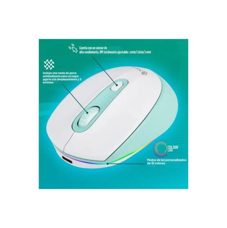 RATON NGS SMOG OPTICO 1000/1600/2400 DPI INALAMBRICO 3 BOTONES RECEPTOR USB 2,4 GHZ LUCES
