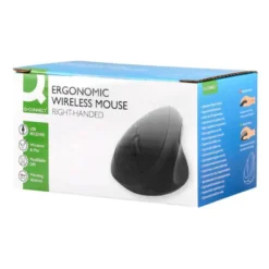 RATON Q-CONNECT OPTICO INALAMBRICO ERGONOMICO VERTICAL DPI 800/1200/1600 PILA AA NEGRO