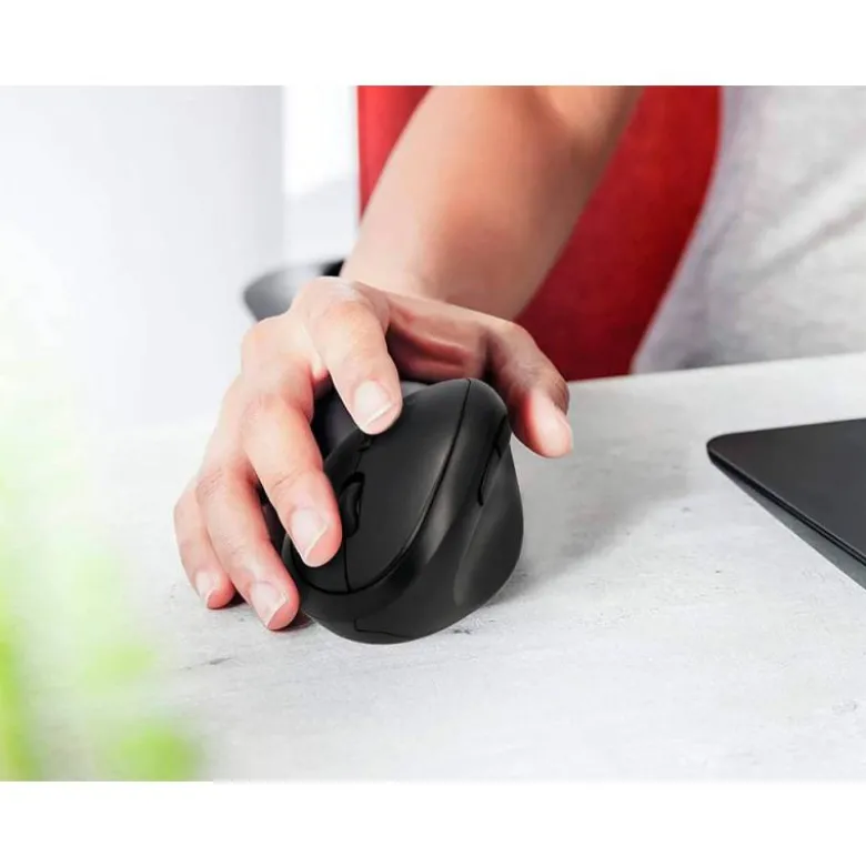 RATON Q-CONNECT OPTICO INALAMBRICO ERGONOMICO VERTICAL DPI 800/1200/1600 PILA AA NEGRO