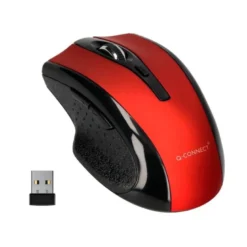 RATON Q-CONNECT OPTICO INALAMBRICO 1000 DPI RECEPTOR USB 2,4 GHZ ROJO
