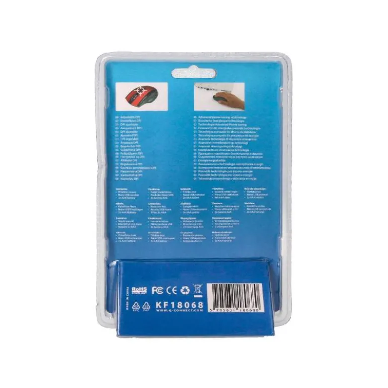 RATON Q-CONNECT OPTICO INALAMBRICO 1000 DPI RECEPTOR USB 2,4 GHZ ROJO