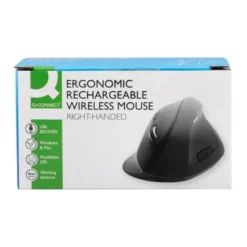 RATON Q-CONNECT OPTICO INALAMBRICO ERGONOMICO VERTICAL DPI 800/1200/1600 BATERIA RECARGABLE NEGRO