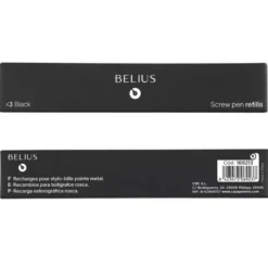 RECAMBIO BOLIGRAFO BELIUS CON ROSCA NEGRO CAJA 3 UNIDADES