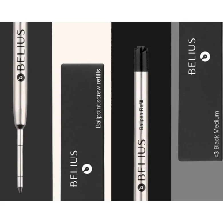 RECAMBIO BOLIGRAFO BELIUS NEGRO 0,8 MM CAJA 3 UNIDADES