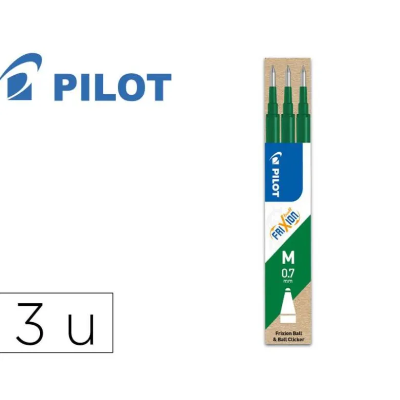 RECAMBIO BOLIGRAFO PILOT FRIXION BALL VERDE CAJA DE 3 UNIDADES