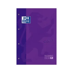 Recambio color 1 oxford din a4+ 80 hojas 90 gr cuadricula 5 mm tapa blanda 4 taladros lila touch.