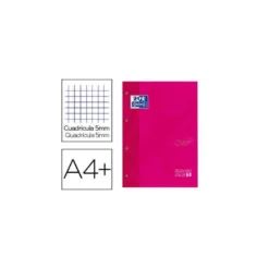 Recambio color 1 oxford din a4+ 80 hojas 90 gr cuadricula 5 mm tapa blanda 4 taladros fucsia touch.