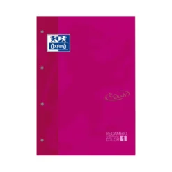 Recambio color 1 oxford din a4+ 80 hojas 90 gr cuadricula 5 mm tapa blanda 4 taladros fucsia touch.