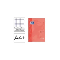 Recambio color 1 oxford din a4+ 80 hojas 90 gr cuadricula 5 mm tapa blanda 4 taladros coral touch.