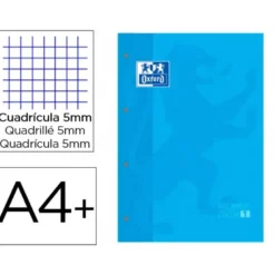 Recambio color 1 oxford din a4+ 80 hojas 90 gr cuadro 5 mm 4 taladros turquesa.