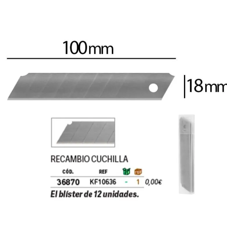 Recambio cuter ancho 18mm Q-Connect KF10636