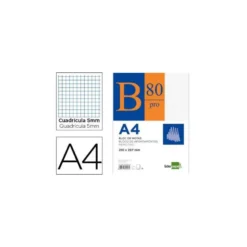 Recambio encolado Liderpapel din A4 4 taladros 60gr cuadrícula 5mm