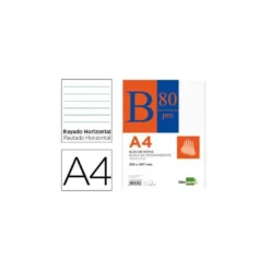 Recambio encolado Liderpapel din A4 4 taladros 60gr rayado horizontal