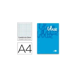Recambio encolado Liderpapel din A4 4 taladros 100gr cuadrícula 5mm azul